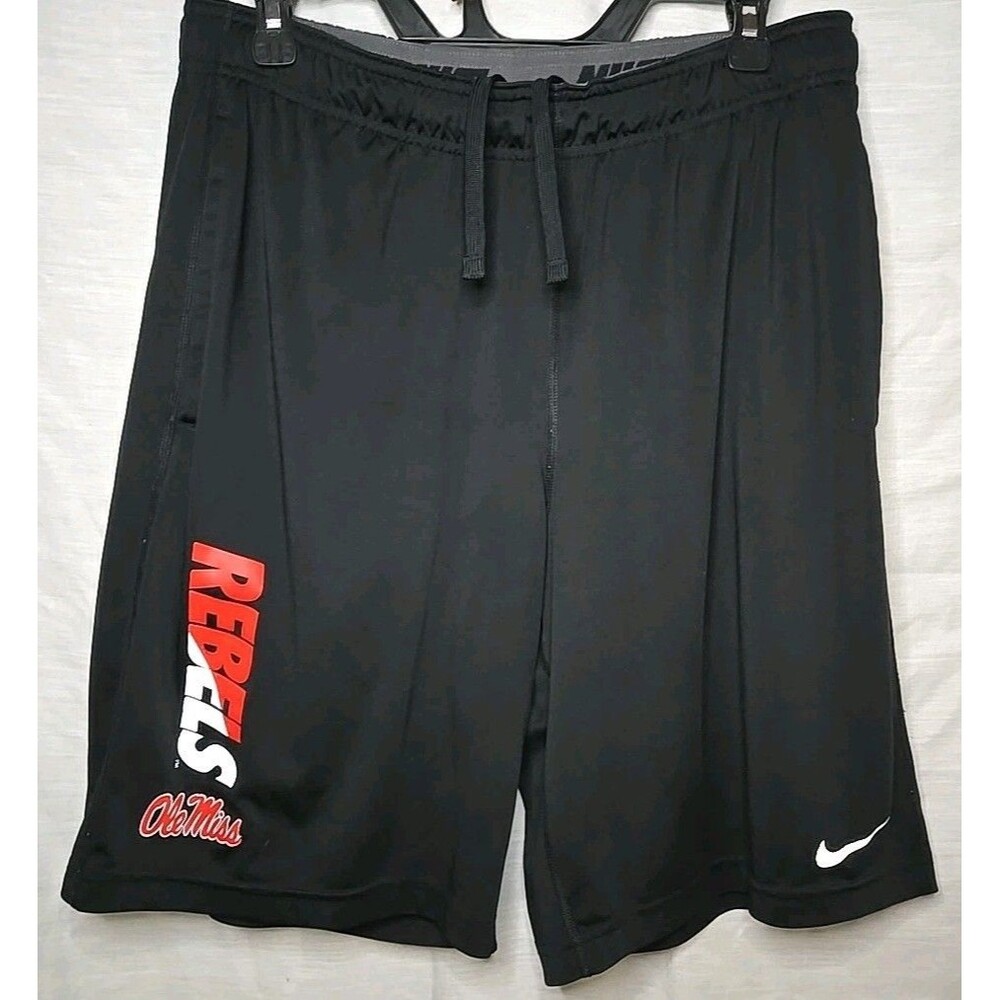 Nike Dri-Fit Shorts, Ole Miss Rebels, Sz Medium, Black, 10 inch Inseam